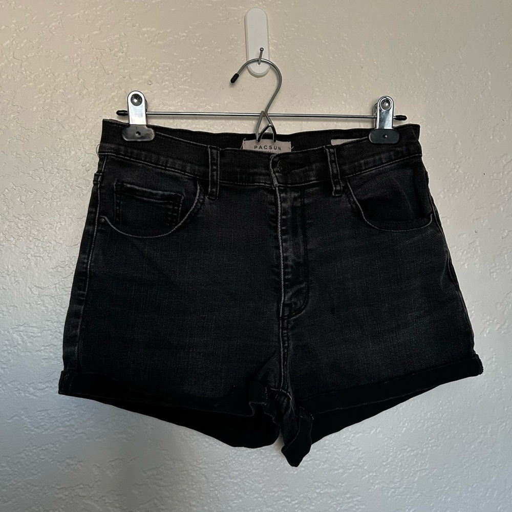 PacSun Black Jean Shorts High-Waisted Cut-Off